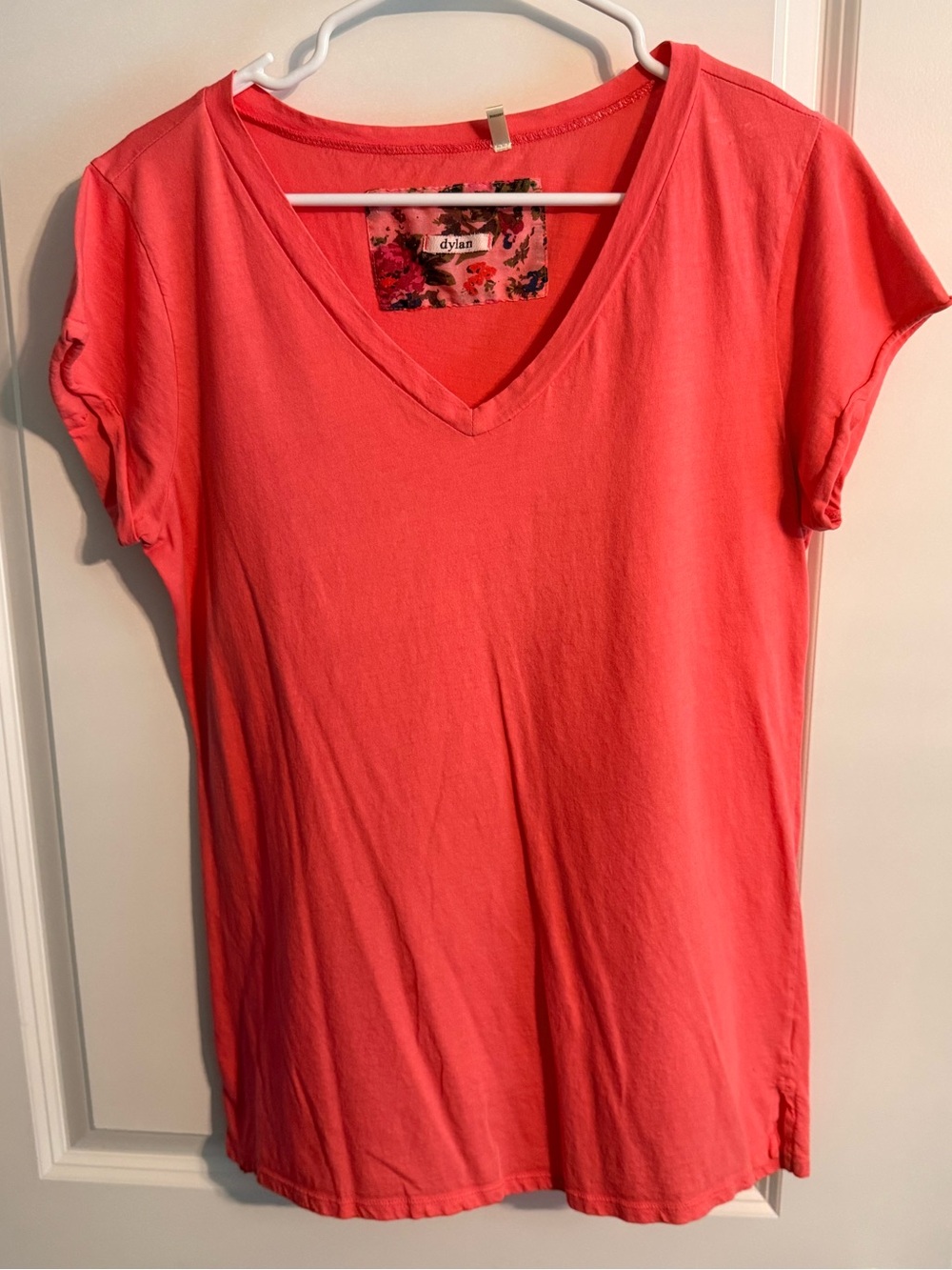 dylan Coral V-Neck Short Sleeve Tee